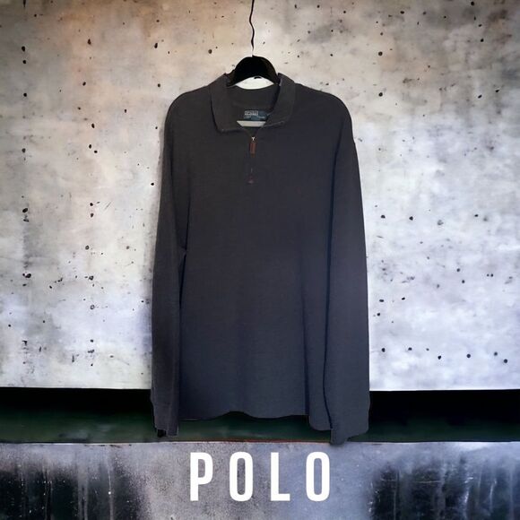 POLO l Men’s Pull Over l Dark Gray Sweater l V-neck l Collar l XXL l EUC - Picture 11 of 11